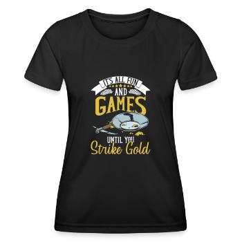 Or orpaillage Prospection d’or Drôle de dicton - T-shirt sport Femme - noir - Devant - AI Model Female 172 light (172cm)