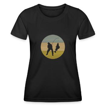 Angeln - Frauen Funktions-T-Shirt - Schwarz - Vorne - AI Model Female 172 light (172cm)