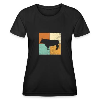 Stier - Frauen Funktions-T-Shirt - Schwarz - Vorne - AI Model Female 172 light (172cm)