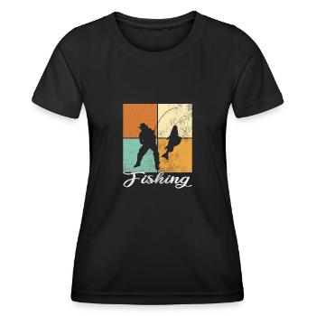 Angeln - Frauen Funktions-T-Shirt - Schwarz - Vorne - AI Model Female 172 light (172cm)
