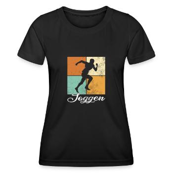 Joggen - Frauen Funktions-T-Shirt - Schwarz - Vorne - AI Model Female 172 light (172cm)