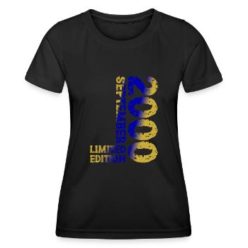 2000 September Limited Edition 23. Geburtstag Deko - Frauen Funktions-T-Shirt - Schwarz - Vorne - AI Model Female 172 light (172cm)