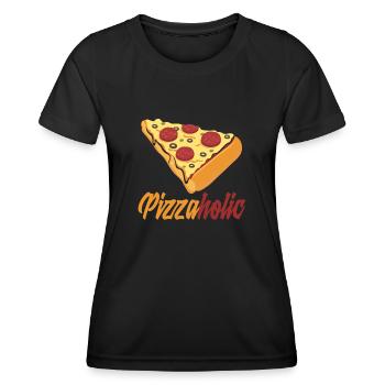 Pizzaholic pizzaholic slice pizza cadeau - T-shirt sport Femme - noir - Devant - AI Model Female 172 light (172cm)