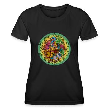 Mexikanische Gottheit Mexiko Huitzilopochtli - Frauen Funktions-T-Shirt - Schwarz - Vorne - AI Model Female 172 light (172cm)