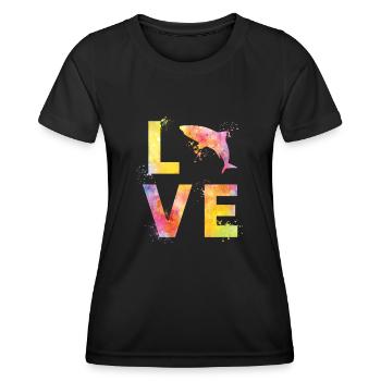 Shark love - Women's Functional T-Shirt - black - Front - AI Model Female 172 light (172cm)