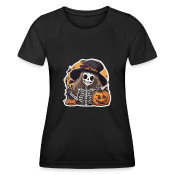 Sorcière Halloween Chapeau de sorcière Sorcières Balai Sorcière Citrouille - T-shirt sport Femme - noir - Devant - AI Model Female 172 light (172cm)