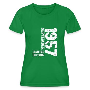 1957 September Limited Edition 66. Geburtstag Deko - Frauen Funktions-T-Shirt - Kelly Green - Vorne - AI Model Female 172 dark (172cm)