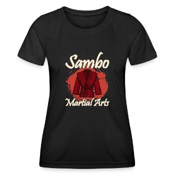 Sambo Fighter Russie Costume de sport Style de combat - T-shirt sport Femme - noir - Devant - AI Model Female 172 light (172cm)