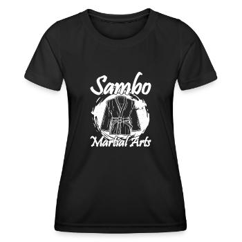 Sambo Fighter Russie Costume de sport Style de combat - T-shirt sport Femme - noir - Devant - AI Model Female 172 light (172cm)