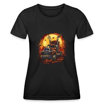 Gruseliger Halloween Zombie LKW Fahrer - Frauen Funktions-T-Shirt - Schwarz - Vorne - AI Model Female 172 light (172cm)