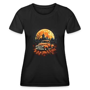 Pickup Truck Spuckige Auto Kunst zu Halloween - Frauen Funktions-T-Shirt - Schwarz - Vorne - AI Model Female 172 light (172cm)