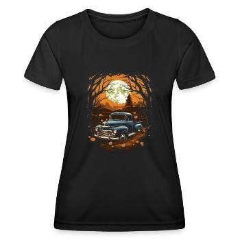 Pickup Truck Spuckige Auto Kunst zu Halloween - Frauen Funktions-T-Shirt - Schwarz - Vorne - AI Model Female 172 light (172cm)