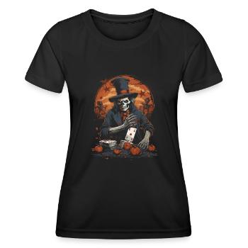 Spukiges Pokerkostüm Halloween Bluff Zombie Poker - Frauen Funktions-T-Shirt - Schwarz - Vorne - AI Model Female 172 light (172cm)