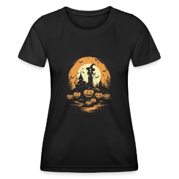 Hexenflug zum Gruseln Halloween Hexen - Frauen Funktions-T-Shirt - Schwarz - Vorne - AI Model Female 172 light (172cm)