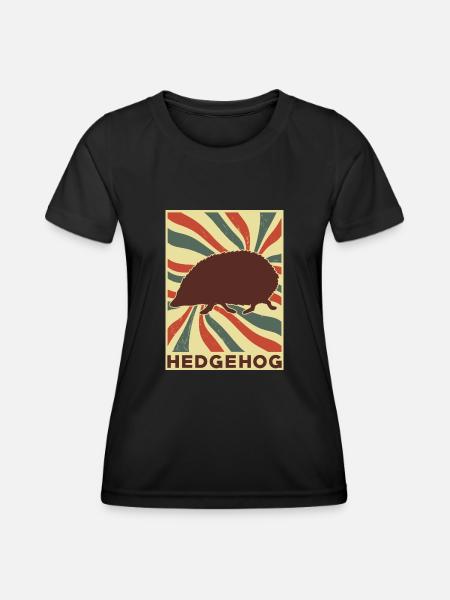 Igel Retro Vintage - Frauen Funktions-T-Shirt - Schwarz
