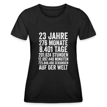 23 Jahre Dreiundzwanzigster Geburtstag - Frauen Funktions-T-Shirt - Schwarz - Vorne - AI Model Female 172 light (172cm)