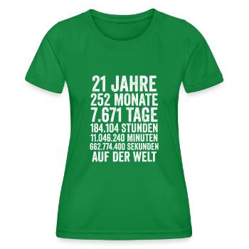 21 Jahre Einundzwanzigster Geburtstag - Frauen Funktions-T-Shirt - Kelly Green - Vorne - AI Model Female 172 dark (172cm)