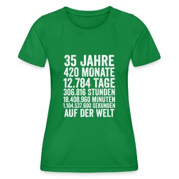 35 Jahre Fünfunddreißigster Geburtstag - Frauen Funktions-T-Shirt - Kelly Green - Vorne - AI Model Female 172 dark (172cm)