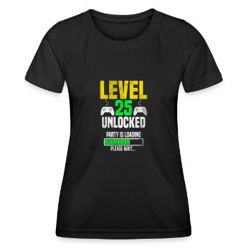 Level 25 unlocked – Party is loading - Women's Functional T-Shirt - black - Front - AI Model Female 172 light (172cm)