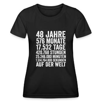 48 Jahre Achtundvierzigster Geburtstag - Frauen Funktions-T-Shirt - Schwarz - Vorne - AI Model Female 172 light (172cm)