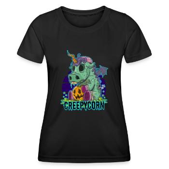 Zombie Unicorn Halloween Pumpkin Ghost Mummy - Women's Functional T-Shirt - black - Front - AI Model Female 172 light (172cm)
