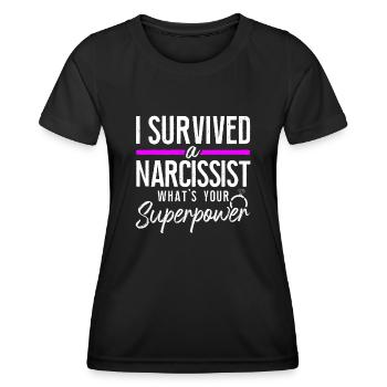 Happy Divorce Party I Survived A - Frauen Funktions-T-Shirt - Schwarz - Vorne - AI Model Female 172 light (172cm)