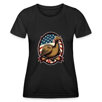Patriotic USA Turquie Thanksgiving - T-shirt sport Femme - noir - Devant - AI Model Female 172 light (172cm)