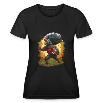 Thanksgiving Turkey Quarterback Touchdown - Women's Functional T-Shirt - black - Front - AI Model Female 172 light (172cm)