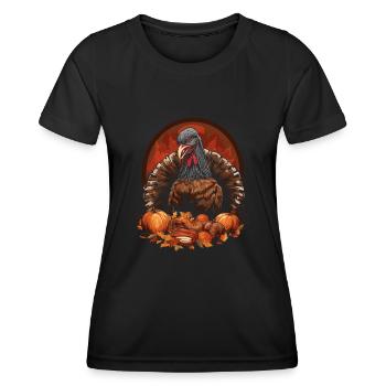Célébrez Thanksgiving avec une dinde - T-shirt sport Femme - noir - Devant - AI Model Female 172 light (172cm)