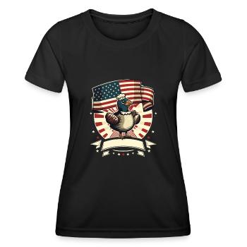 Patriotic USA Turquie Thanksgiving - T-shirt sport Femme - noir - Devant - AI Model Female 172 light (172cm)