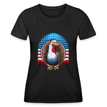 Patriotic USA Turquie Thanksgiving - T-shirt sport Femme - noir - Devant - AI Model Female 172 light (172cm)