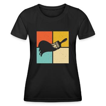 Artiste peintre au pinceau - T-shirt sport Femme - noir - Devant - AI Model Female 172 light (172cm)
