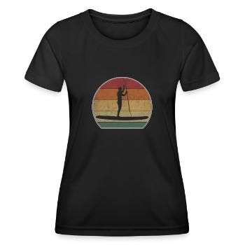 Rétro Stand Up Paddle Sunset Paddle Paddle - T-shirt sport Femme - noir - Devant - AI Model Female 172 light (172cm)
