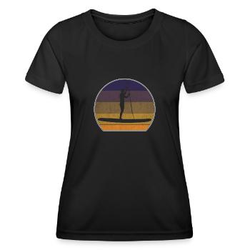 Rétro Stand Up Paddle Sunset Paddle Paddle - T-shirt sport Femme - noir - Devant - AI Model Female 172 light (172cm)
