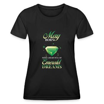 Geburtsstein Mai Smaragd - Frauen Funktions-T-Shirt - Schwarz - Vorne - AI Model Female 172 light (172cm)