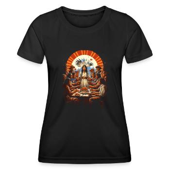 Pèlerins et Indiens Action de grâce culturelle - T-shirt sport Femme - noir - Devant - AI Model Female 172 light (172cm)