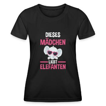 Elefant Elefanten - Frauen Funktions-T-Shirt - Schwarz - Vorne - AI Model Female 172 light (172cm)