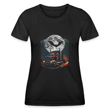 Semi-remorque effrayante d’Halloween pour camion - T-shirt sport Femme - noir - Devant - AI Model Female 172 light (172cm)