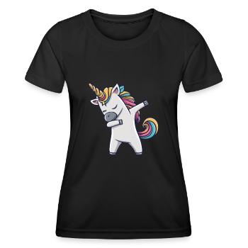 Dabbing Licorne Licorne Dab Dabbing Trend Dance - T-shirt sport Femme - noir - Devant - AI Model Female 172 light (172cm)