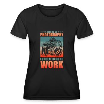 Photographe Né pour photographier pour travailler - T-shirt sport Femme - noir - Devant - AI Model Female 172 light (172cm)