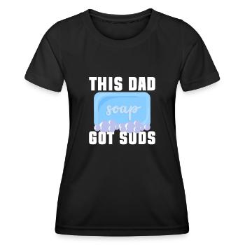 Savonnerie Papa Savon Bouilloire Disant Papa - T-shirt sport Femme - noir - Devant - AI Model Female 172 light (172cm)