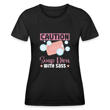 soap soap making soap maker soap boiler - Women's Functional T-Shirt - black - Front - AI Model Female 172 light (172cm)