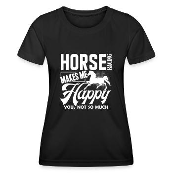 Horse Racing Horse Racing Makes Me Happy - Women's Functional T-Shirt - black - Front - AI Model Female 172 light (172cm)