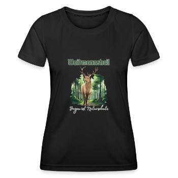 Jäger Outfit Waidmannsheil - Jagen ist Naturschutz - Frauen Funktions-T-Shirt - Schwarz - Vorne - AI Model Female 172 light (172cm)