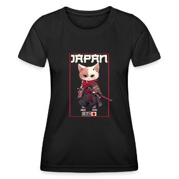 Asia Cat Japanese Samurai Samurai - Women's Functional T-Shirt - black - Front - AI Model Female 172 light (172cm)