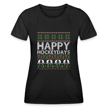 Hockey Ugly Christmas - Frauen Funktions-T-Shirt - Schwarz - Vorne - AI Model Female 172 light (172cm)