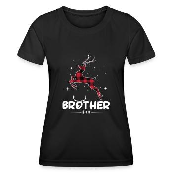 Rot kariert Rentierbruder Weihnachten Weihnachten - Frauen Funktions-T-Shirt - Schwarz - Vorne - AI Model Female 172 light (172cm)