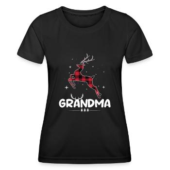 Rot kariertes Rentier Oma Weihnachten Weihnachten - Frauen Funktions-T-Shirt - Schwarz - Vorne - AI Model Female 172 light (172cm)