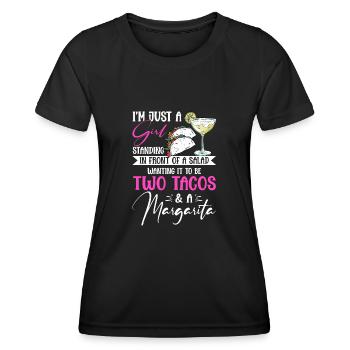 Just A Girl Two Tacos Margarita Taco Dienstag - Frauen Funktions-T-Shirt - Schwarz - Vorne - AI Model Female 172 light (172cm)