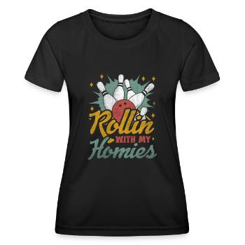 Rollin avec mon cadeau Homies Retro Bowling - T-shirt sport Femme - noir - Devant - AI Model Female 172 light (172cm)